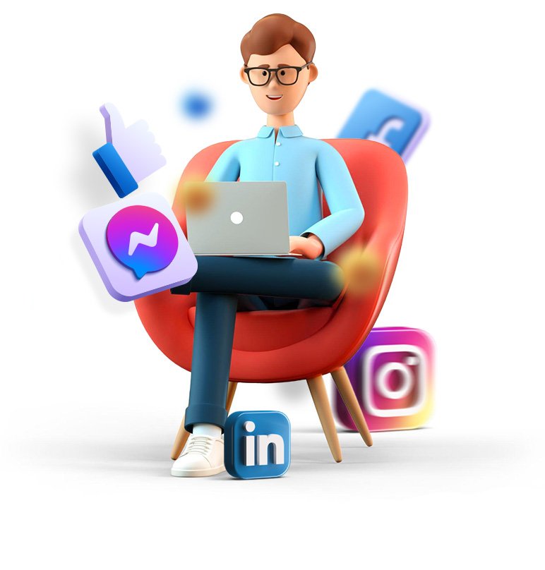 "SMM strategy illustration featuring Facebook, Instagram, Twitter, and LinkedIn icons"