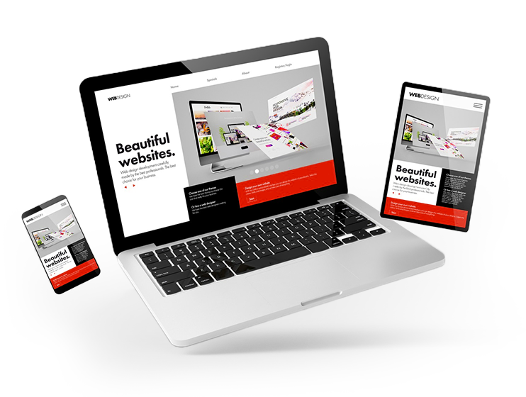 "Modern website design layout displayed on desktop and mobile screens"